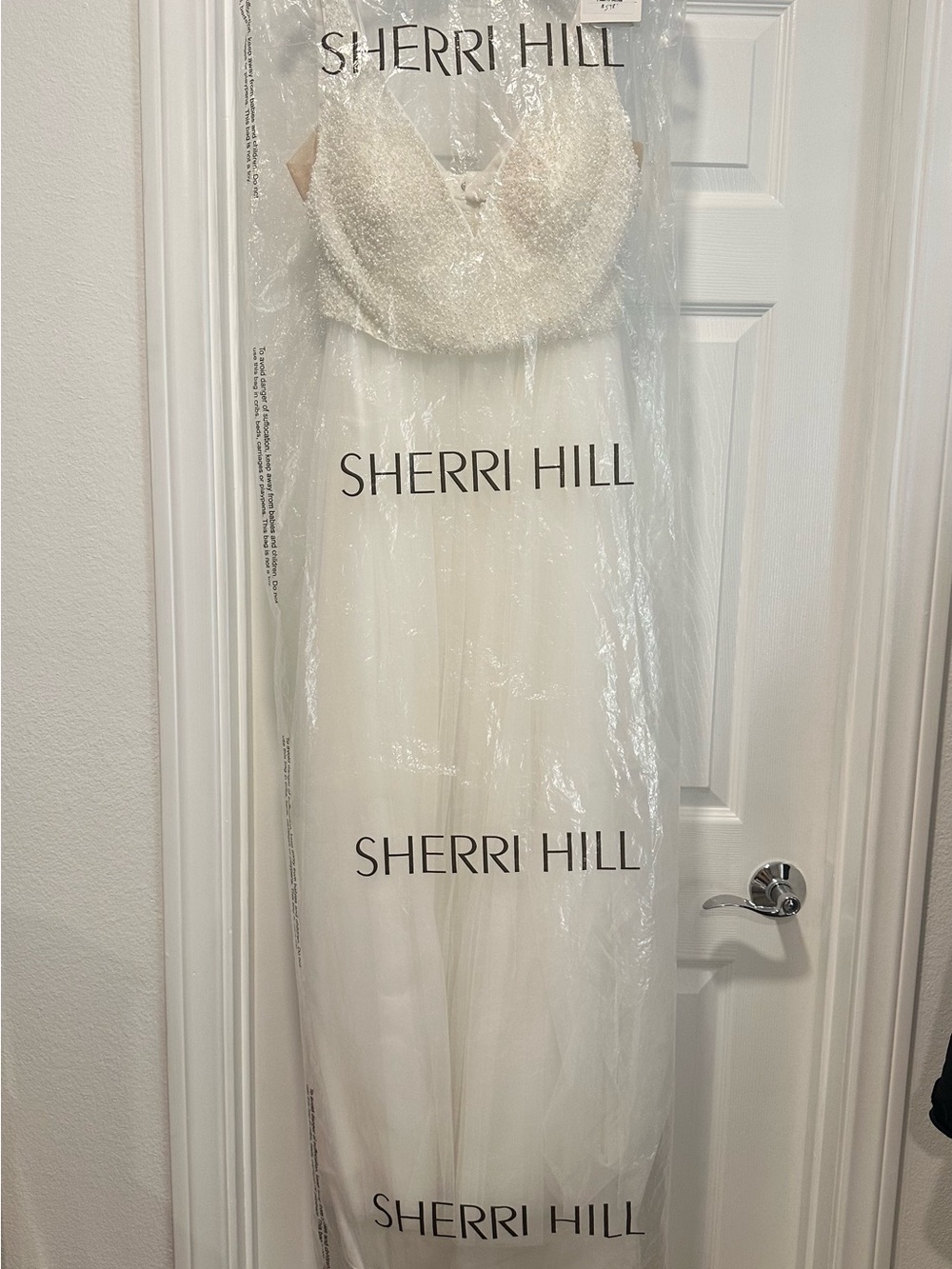 Sherri Hill Ivory Beaded Tulle Evening or Wedding Dress Size 8
